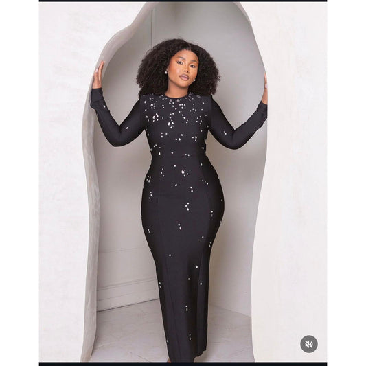 Silver Glitted Long Sleeve Dress