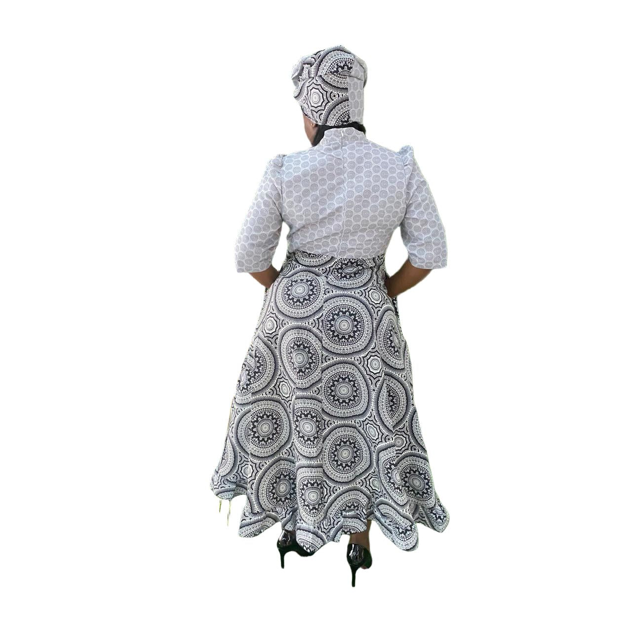 O-Neck Long Sleeve Maxi Ankara Dress.