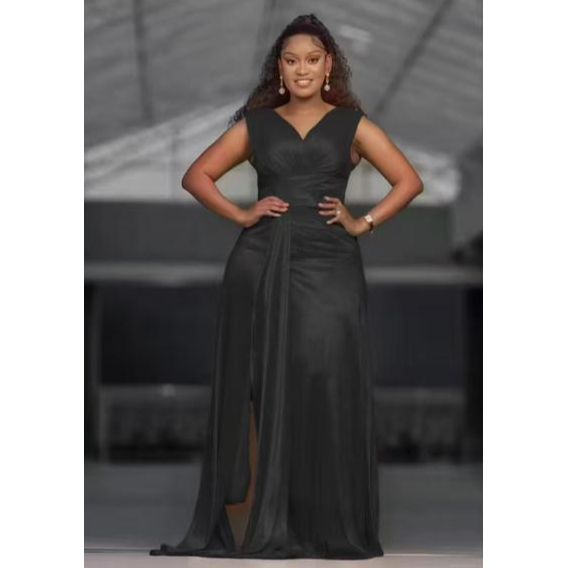 Sleeveless  Slit long wedding wear dress