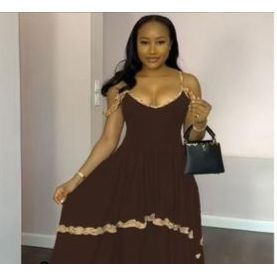 V-neck Thin Strap Elegant Solid Maxi Dress