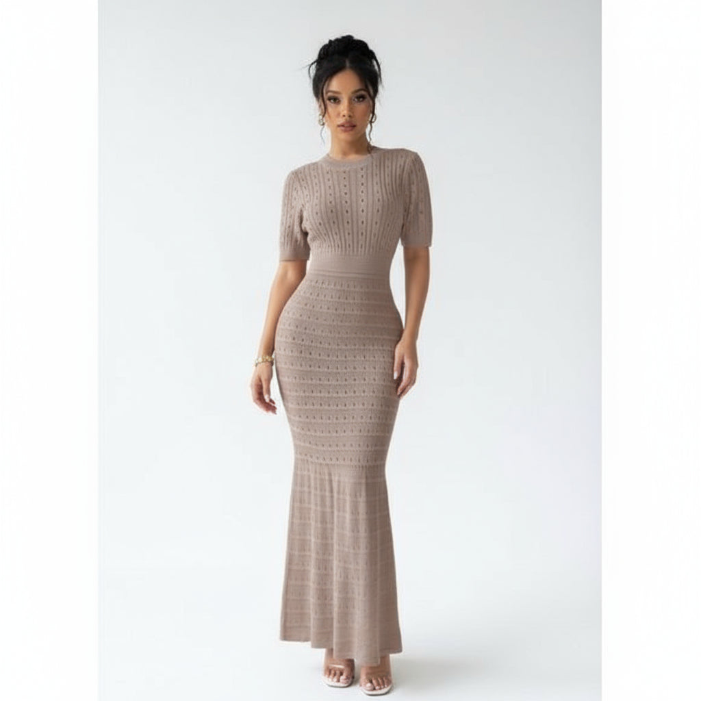 Sleeveless Hollow-Out Design Bodycon Fit Long Dress