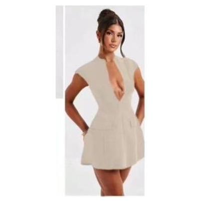 V-Neck Bubble Mini Dress