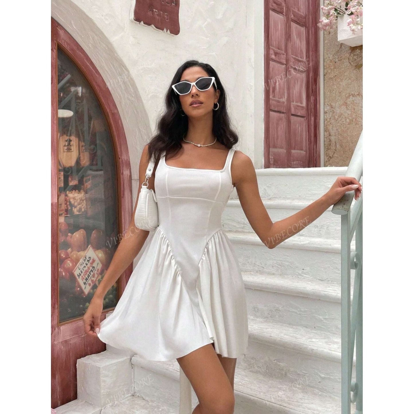 Women's Elegant Festive Knee-Length Swing Party.