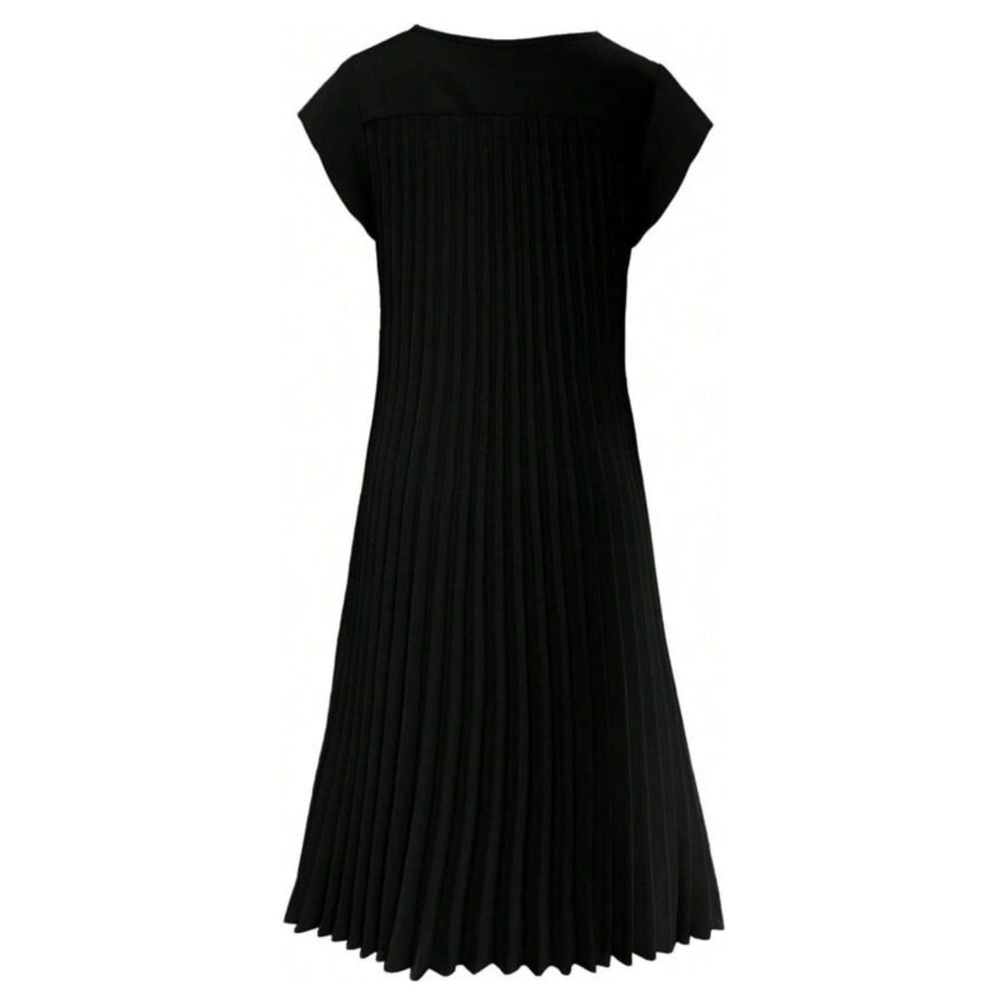 O-Neck sleeveless pleated elegant dress.