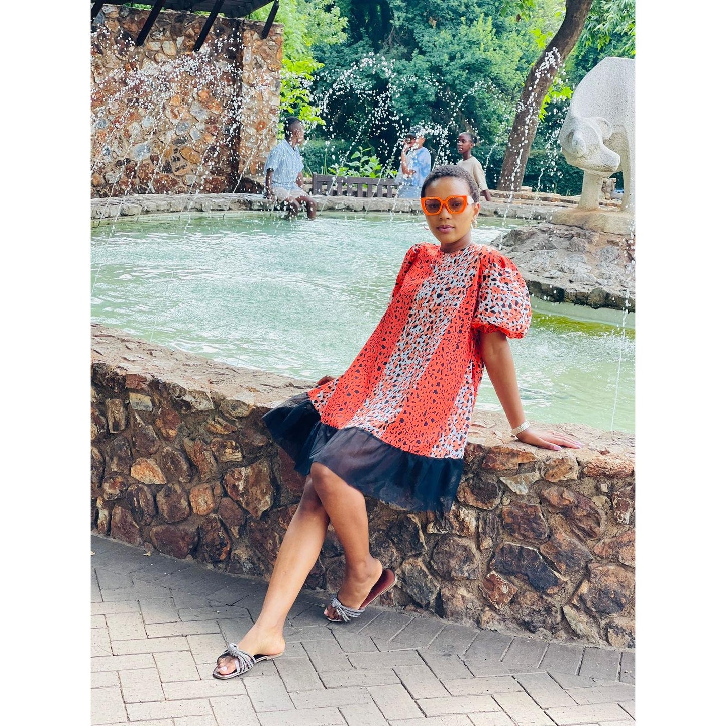 Short sleeve Printed Ankara Mini Dress.