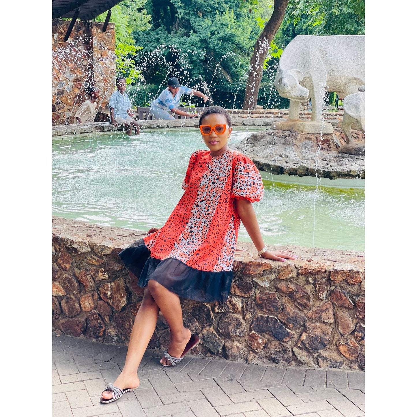 Short sleeve Printed Ankara Mini Dress.