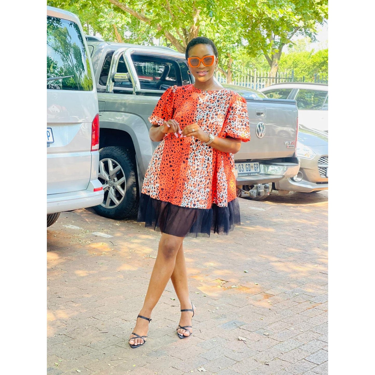 Short sleeve Printed Ankara Mini Dress.