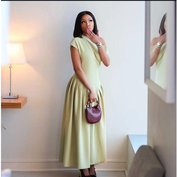 O-Neck Short Sleeve Patchwork Long Dress