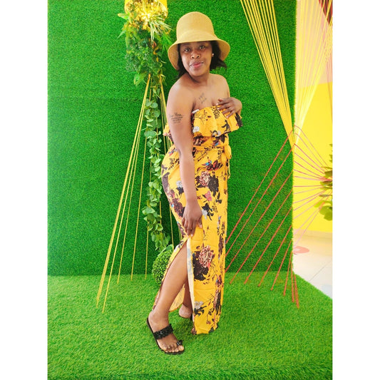 Off-Shoulder Floral Maxi Party Dress