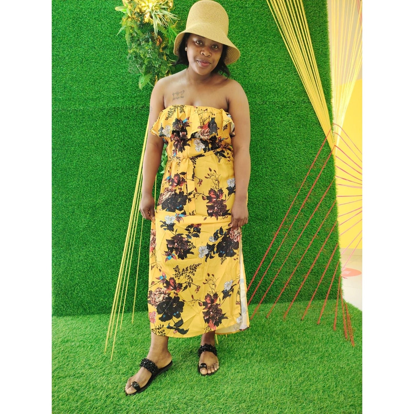 Off-Shoulder Floral Maxi Party Dress