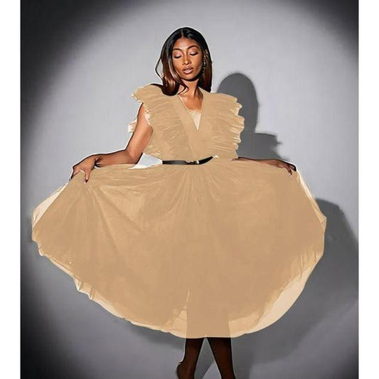 Sleeveless V-Neck Lace Dress