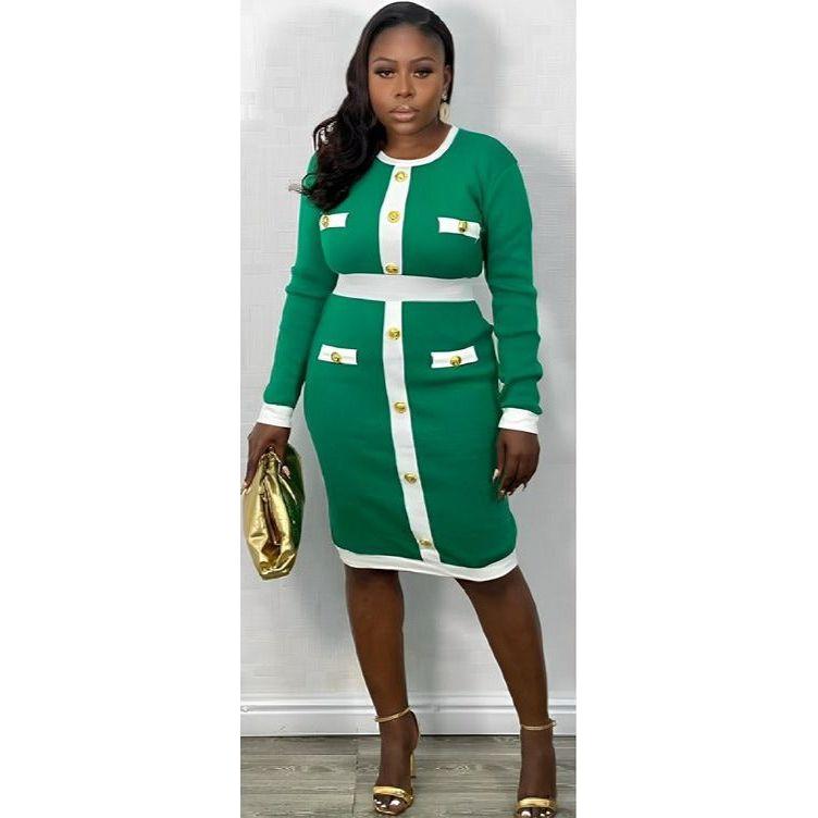 Vintage Buttoned Midi Dress