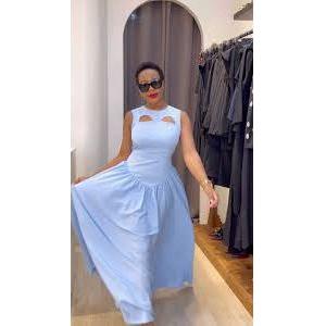 Sleeveless Hollow-Out Maxi Long Dress.