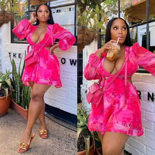 Long Sleeve Floral Top & Skirt Set