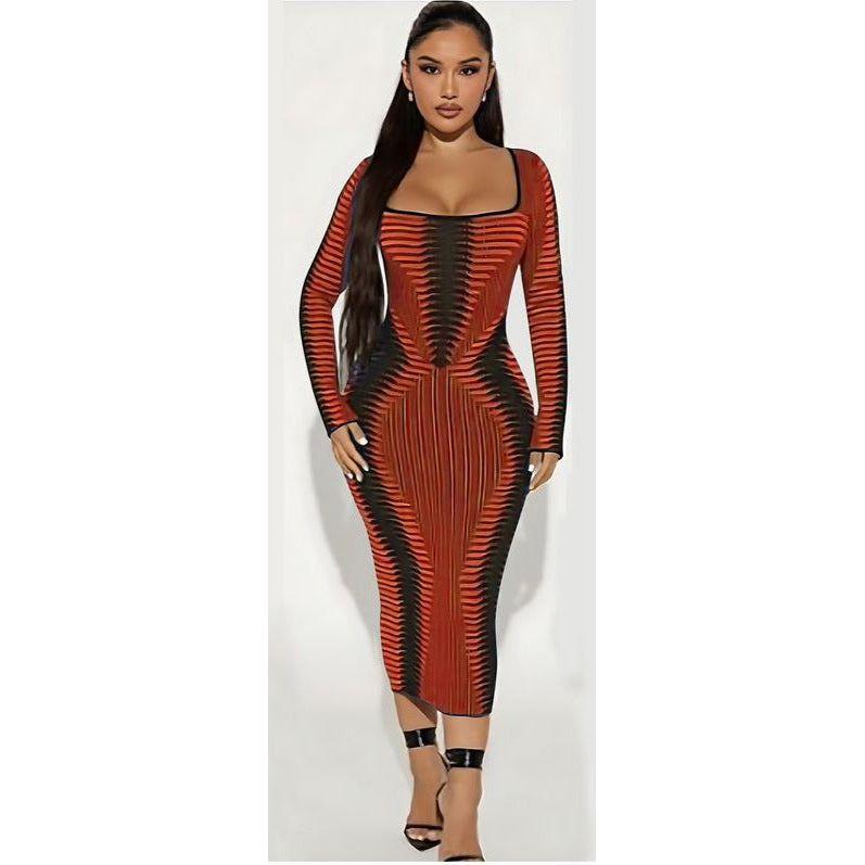 Vintage Bodycon Square Neck Dress