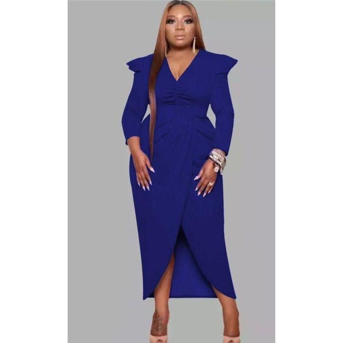 V-Neck Irregular Slit Dress