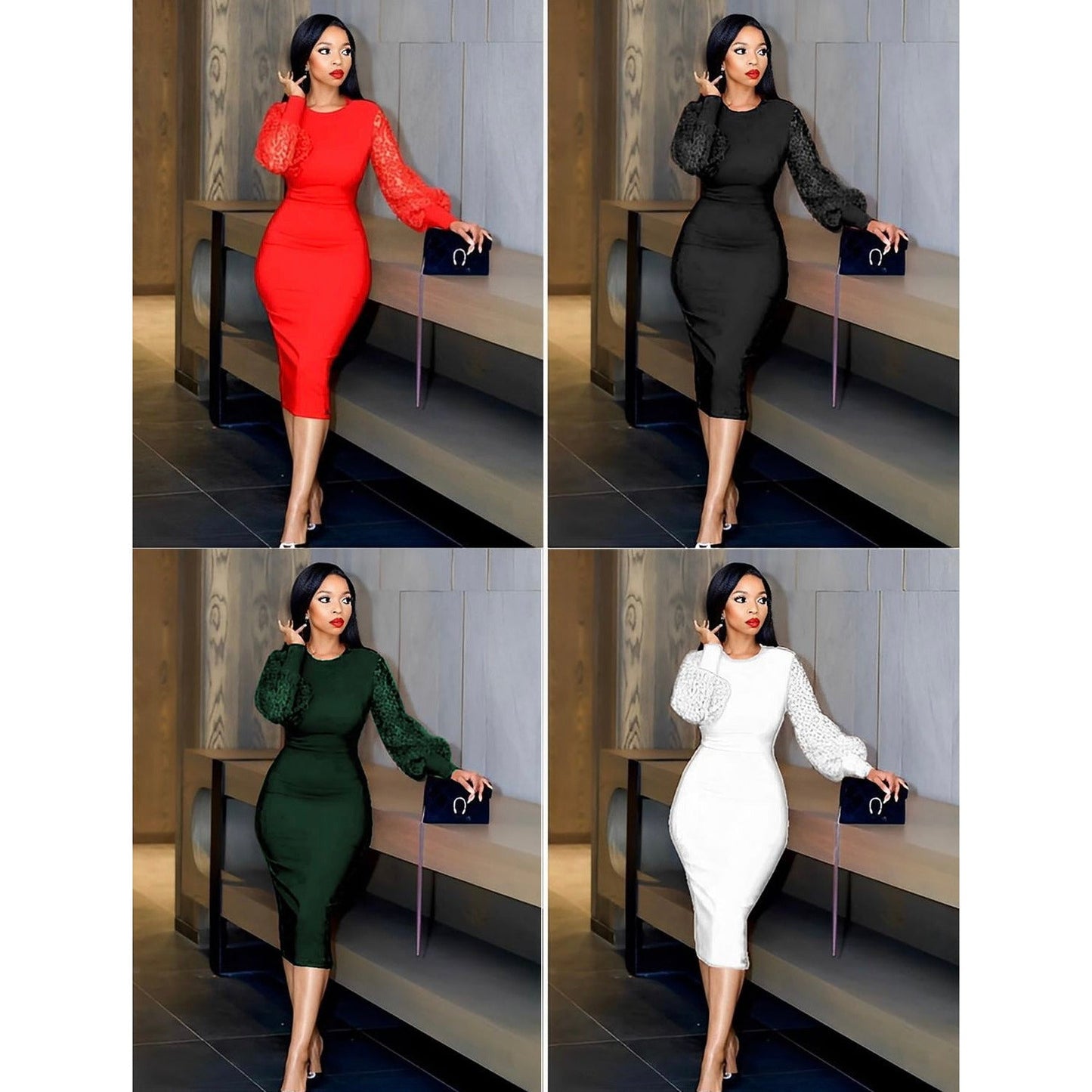 See Through Sleeve Bodycon Dress