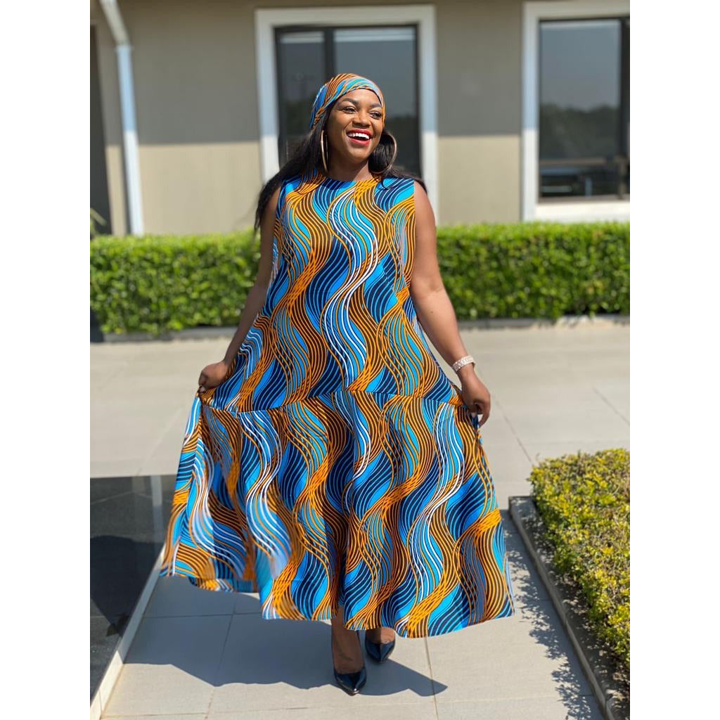 Sleeveless Bubble Ankara Dress