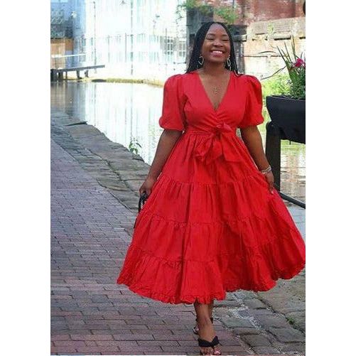 V-Neck Maxi Bubble Plus-size Dress