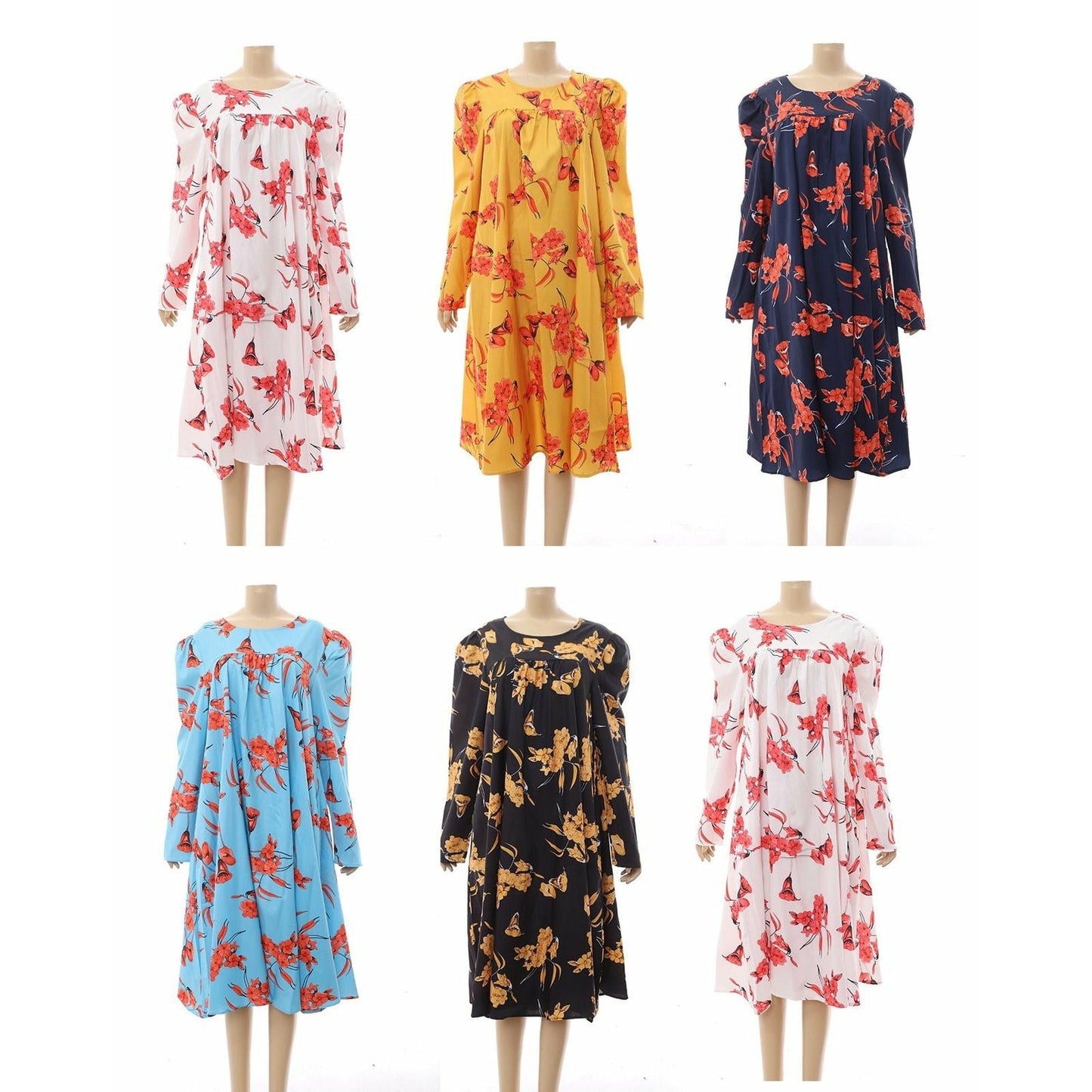 Long Sleeve Floral Bubble Dress
