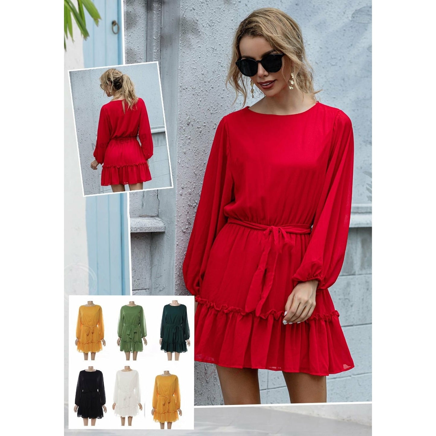 Round Neck mini Dress.