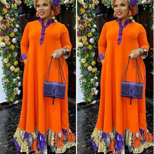 Mianda Floral Print Patchwork Maxi Dress