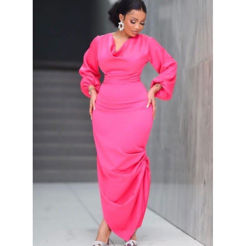 Long Sleeve Satin Dress