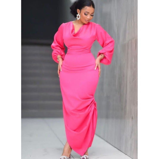 Long Sleeve Satin Dress