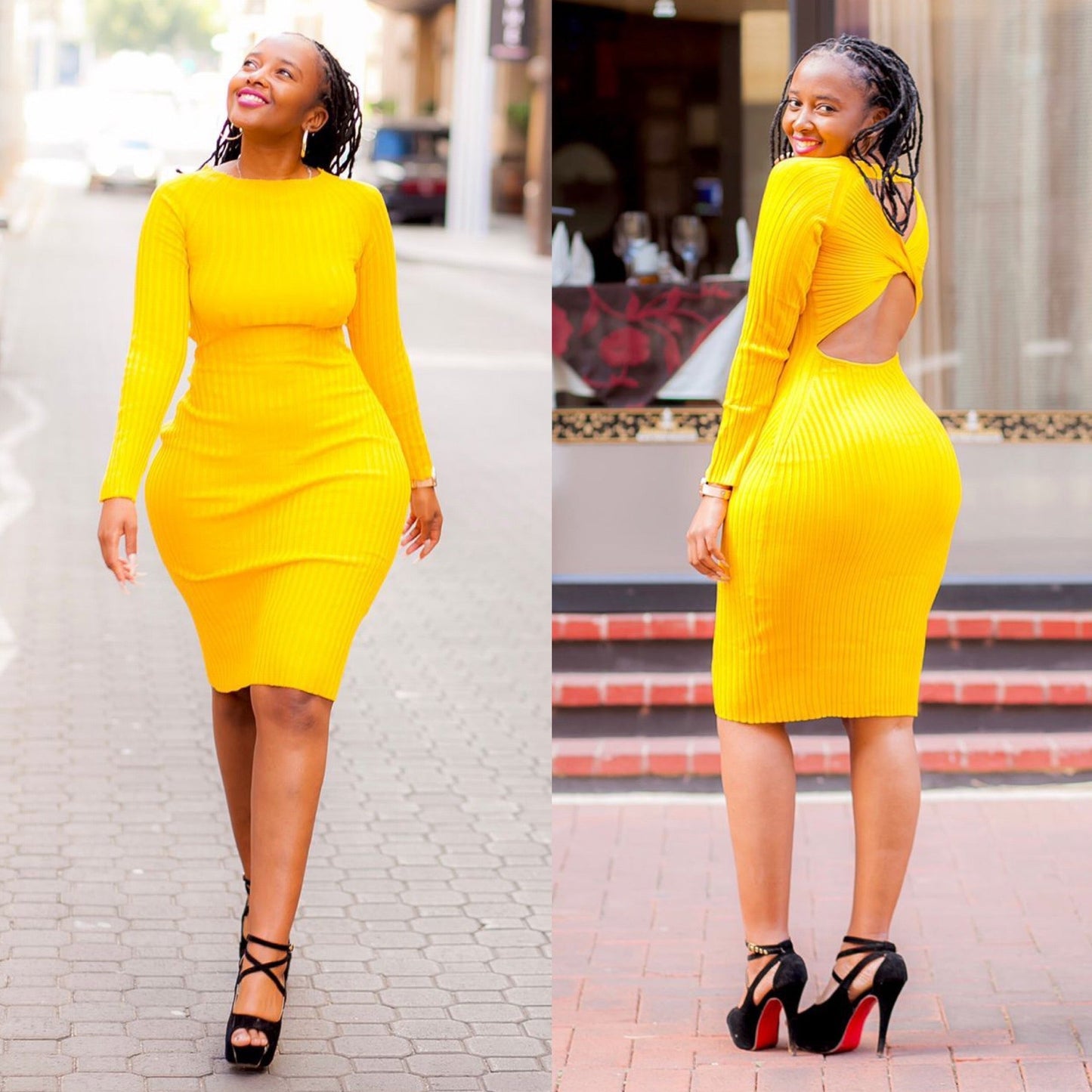 Sweater Long Sleeve Backless Dress