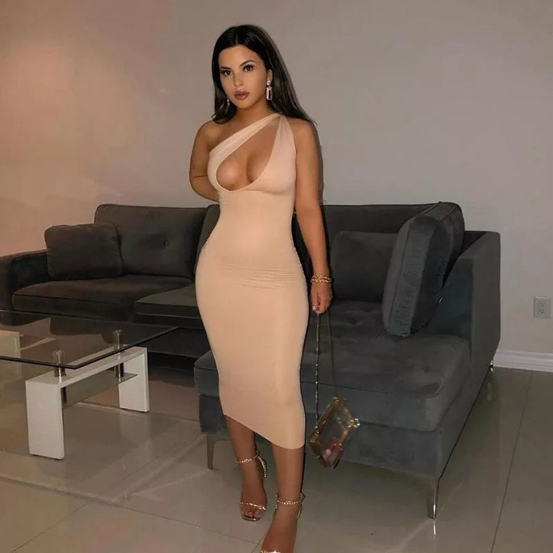 Cut Out Sexy One Shoulder Dress