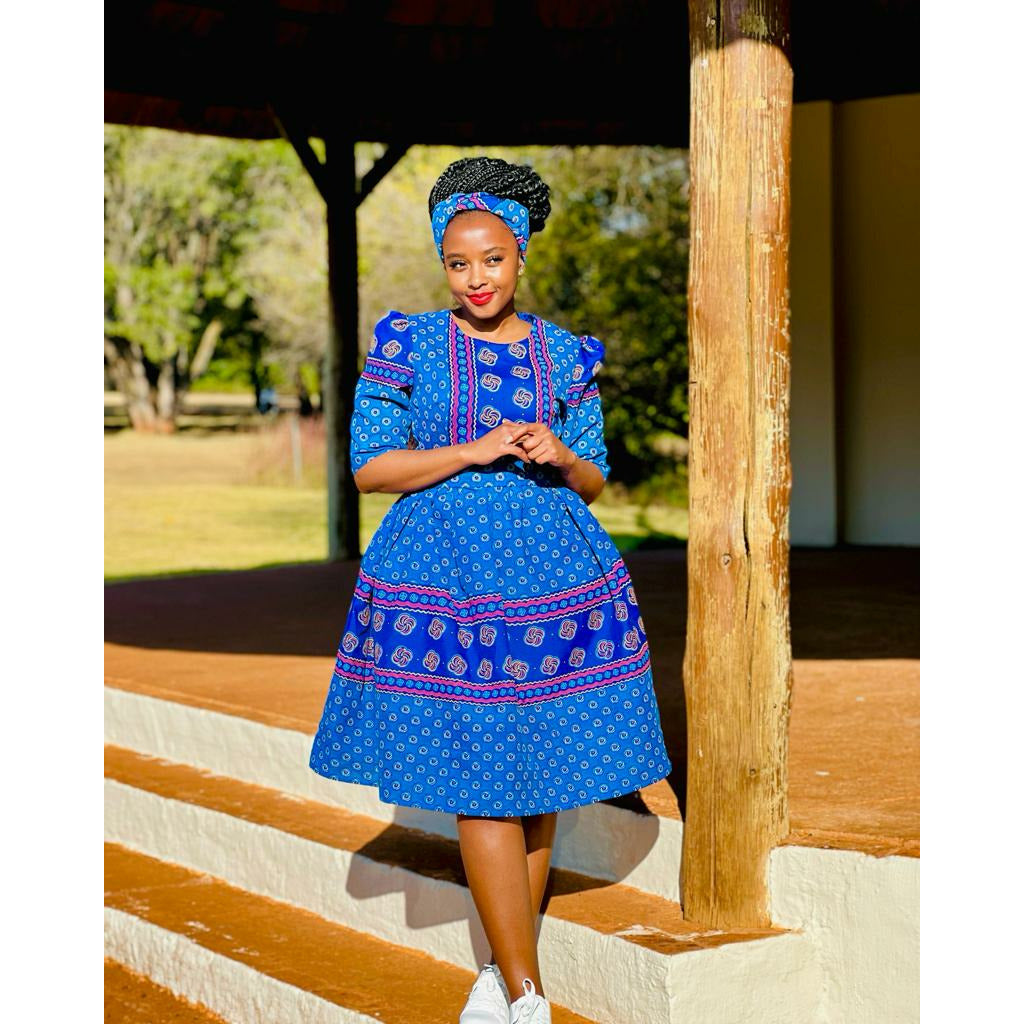 Three Quarter Sleeve Ankara Dress