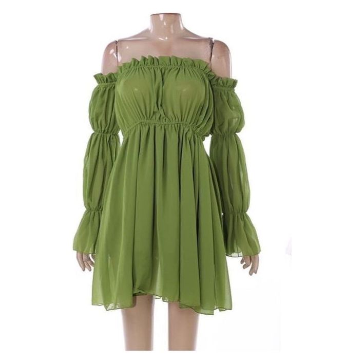 Off Shoulder Chiffon Midi Dress