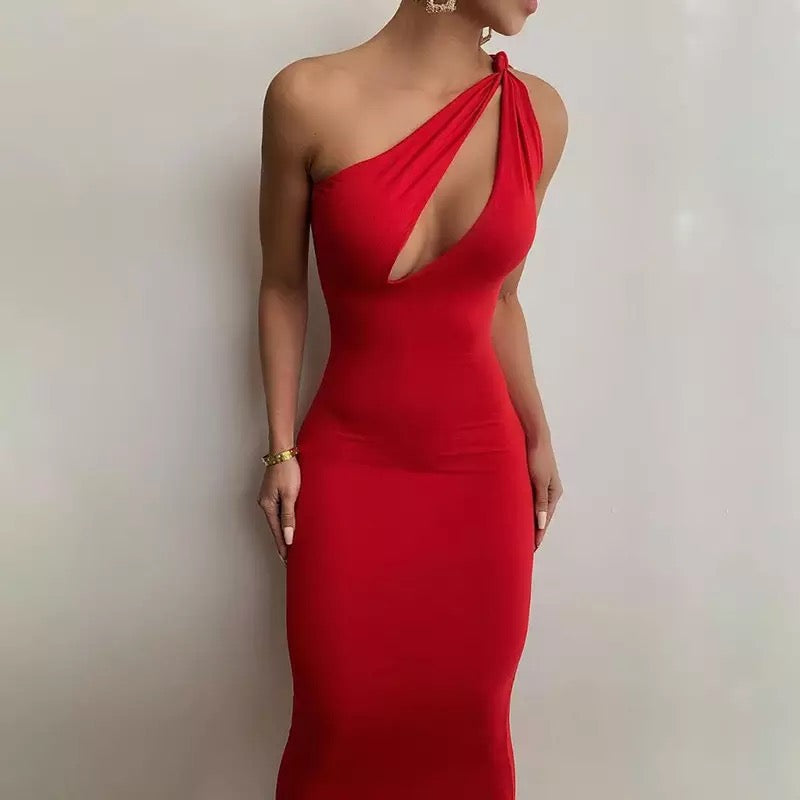 Cut Out Sexy One Shoulder Dress