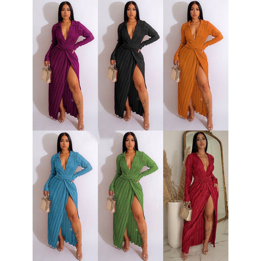 V-Neck Slit Maxi Dress