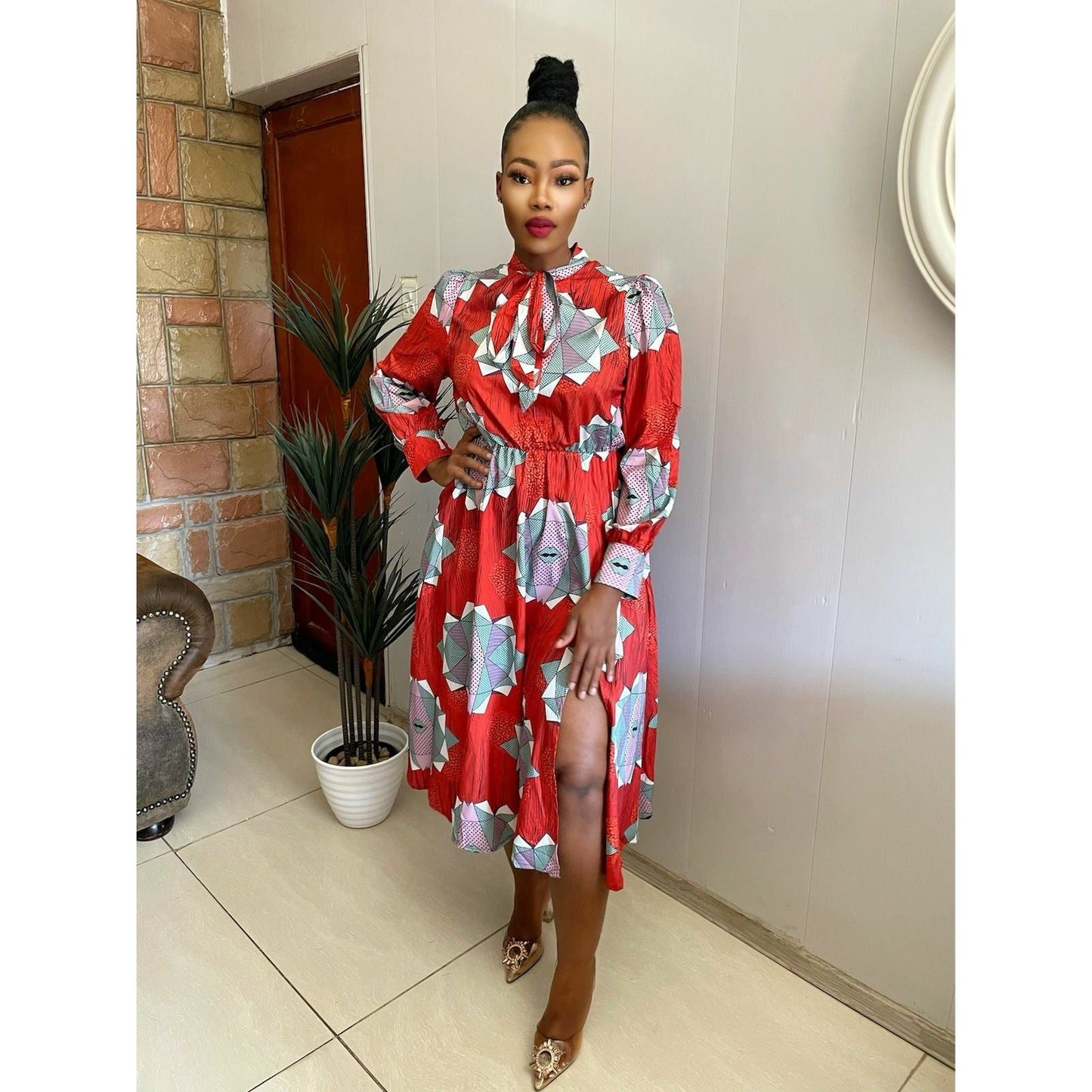 Side Slit Floral Dress