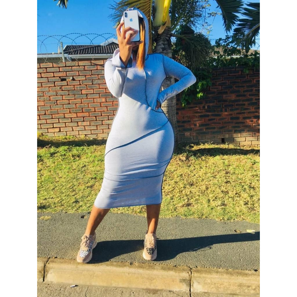 Hooded Bodycon Long Sleeve Dress
