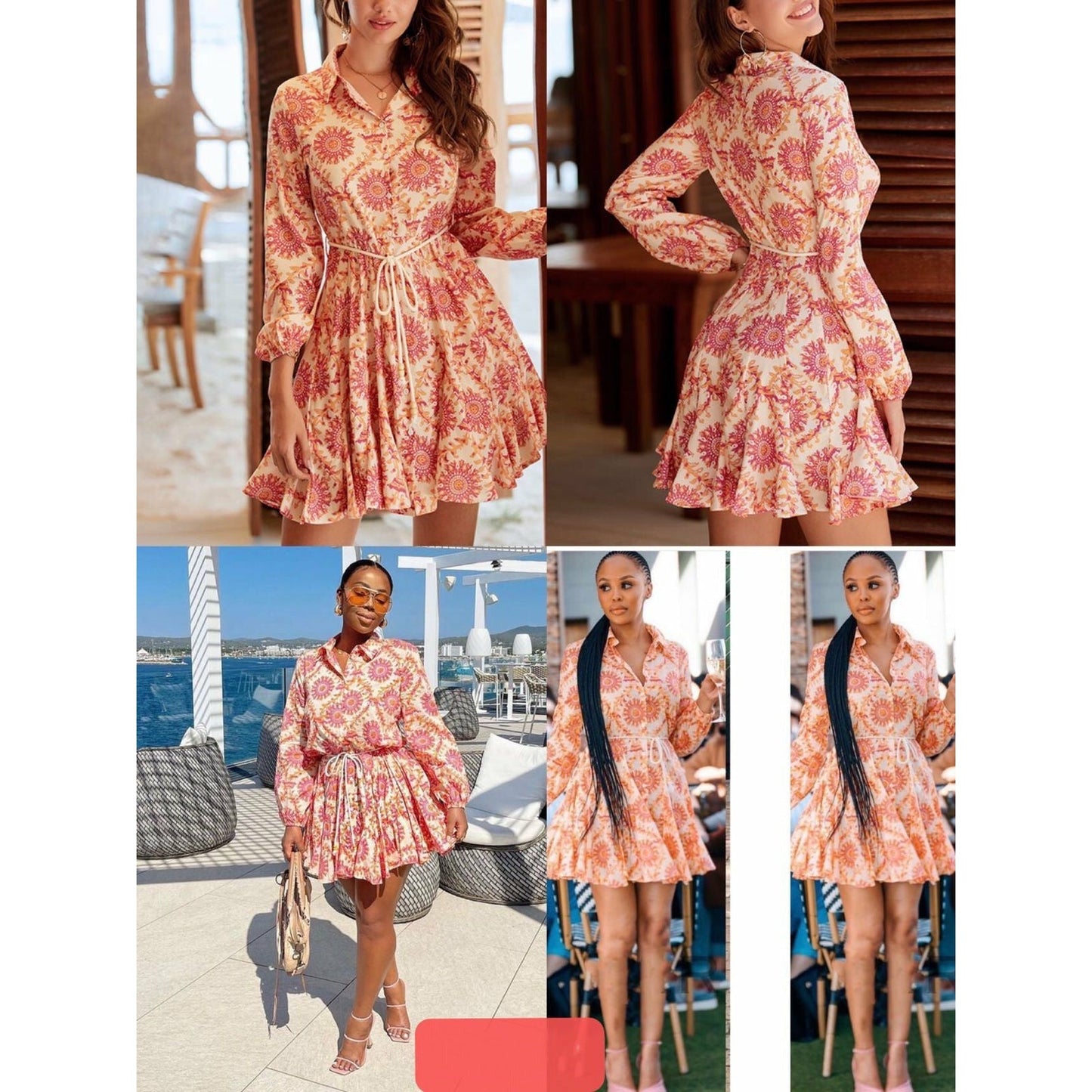 V-Neck Floral Print Mini Dress