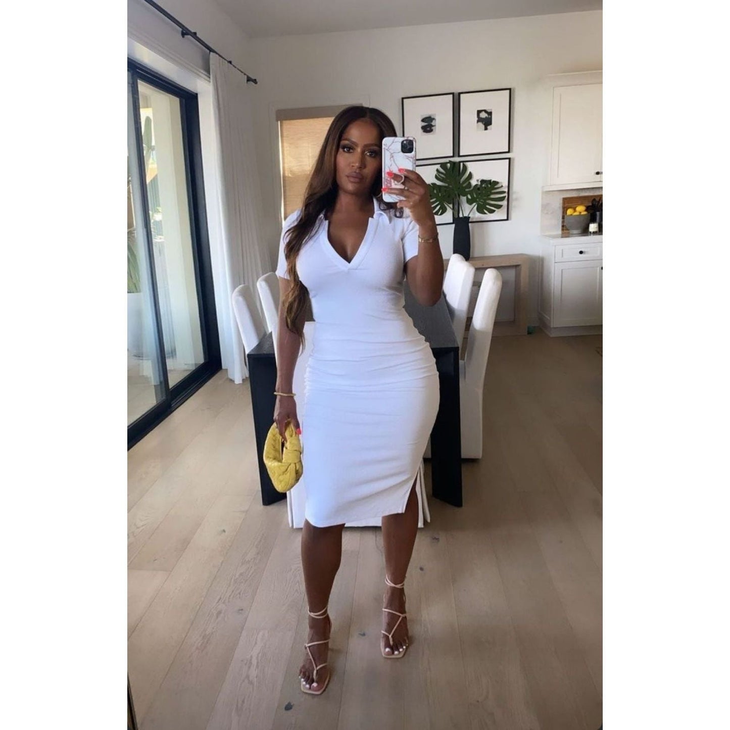 V-Neck Golfer Midi Dress