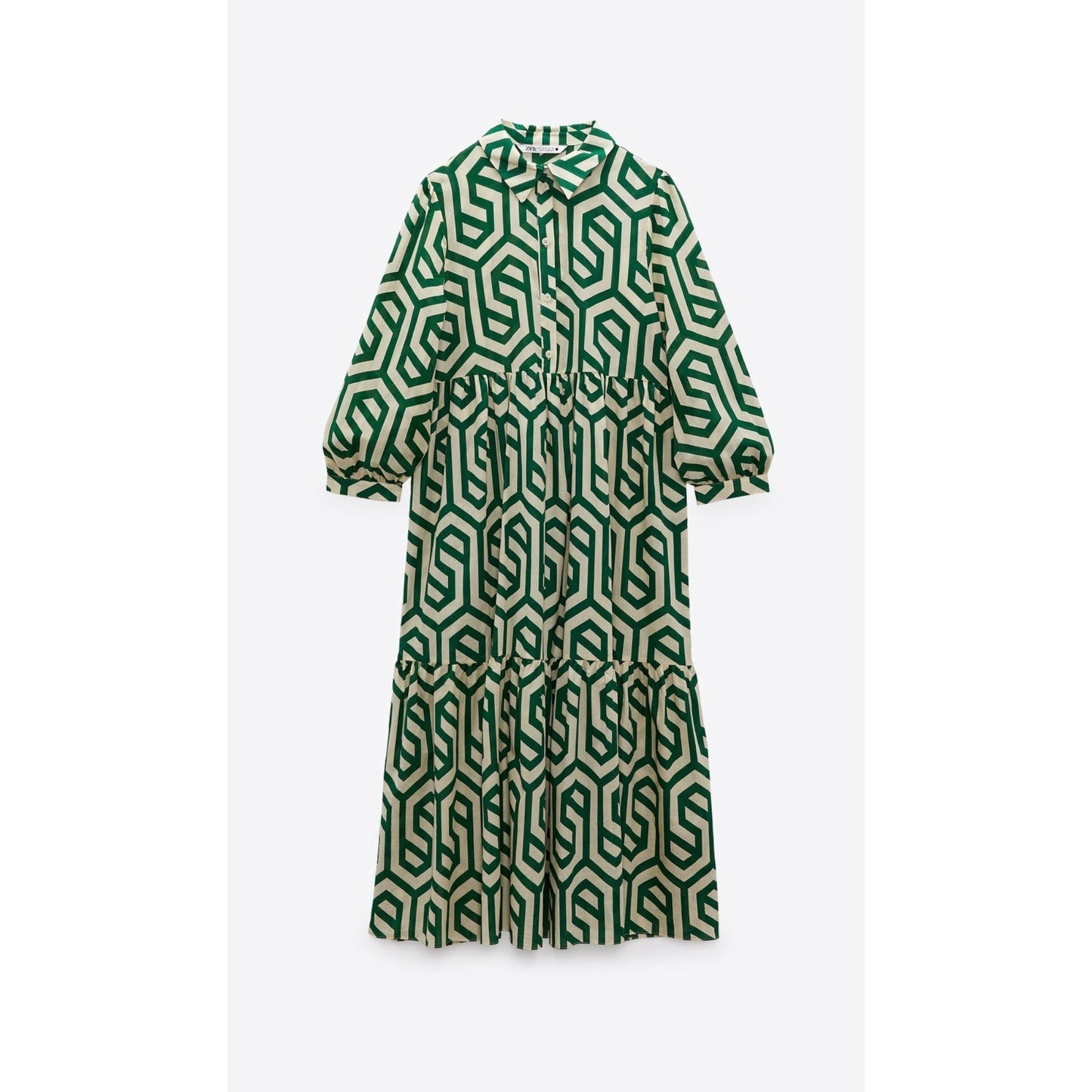 Irregular Lining Button Detailed Dress