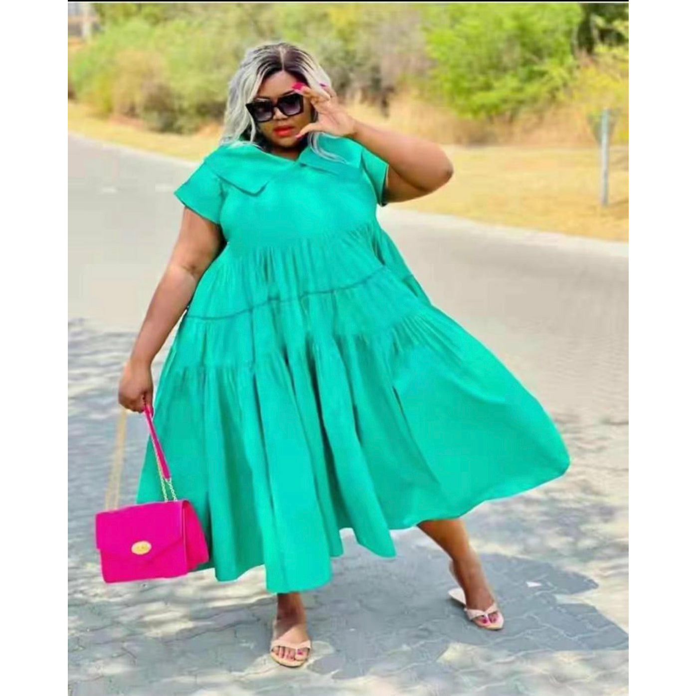 Short Sleeveless Bubble Plus-Size Dress