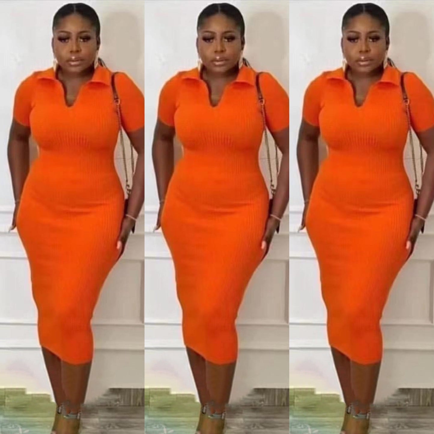 V-Neck Golfer Midi Dress