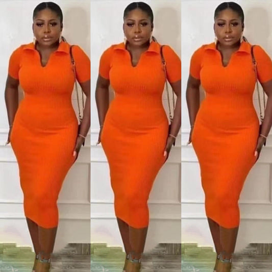 V-Neck Golfer Midi Dress