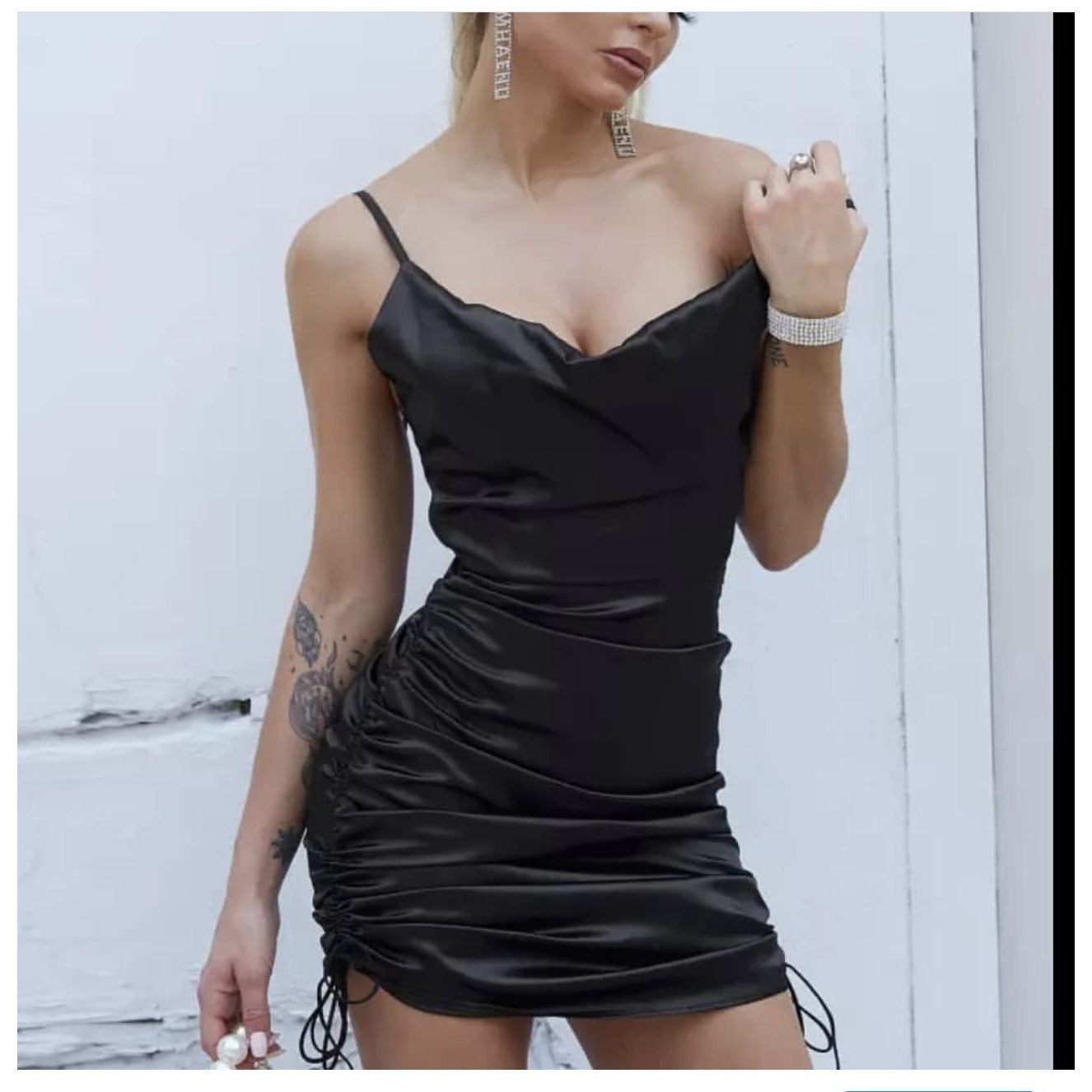 Sleeveless Short Satin Mini Dress