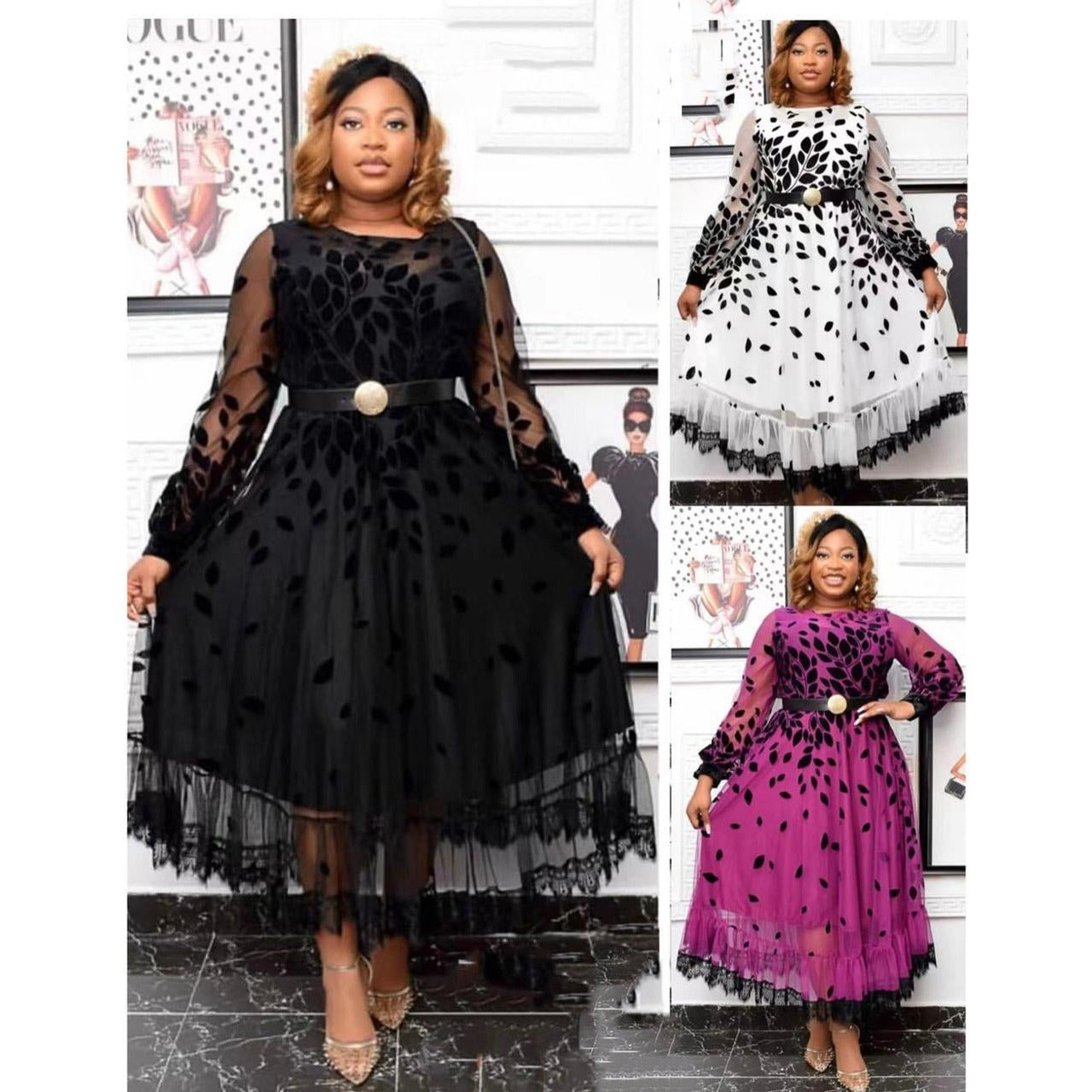 Long Sleeve Chiffon Maxi Dress