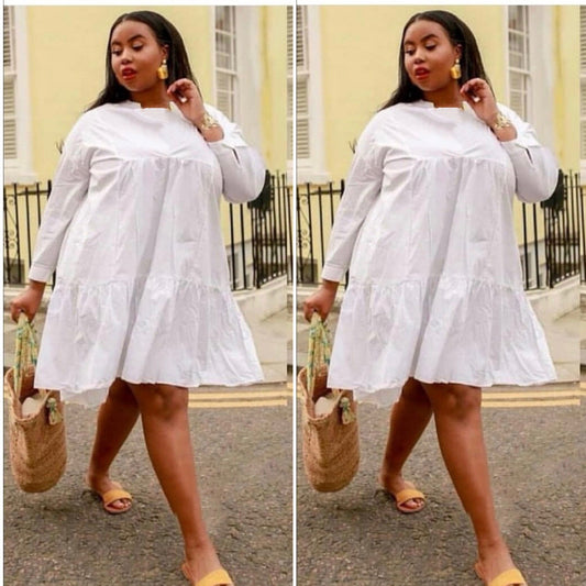 Round Neck Midi Bubble Dress