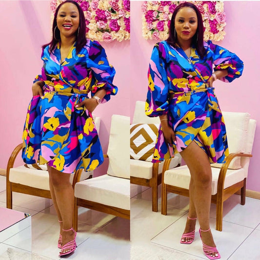 Wrap Around Floral Mini Dress