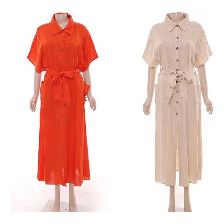 Solid Colour Single Breasted Sexy Slit Mid Length Dress