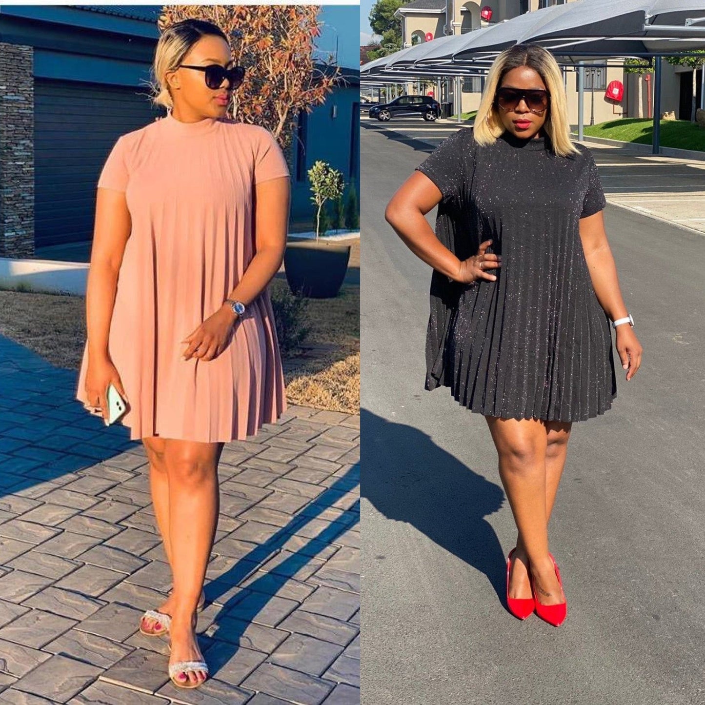 Glitter Short Sleeve Mini Bubble Dress