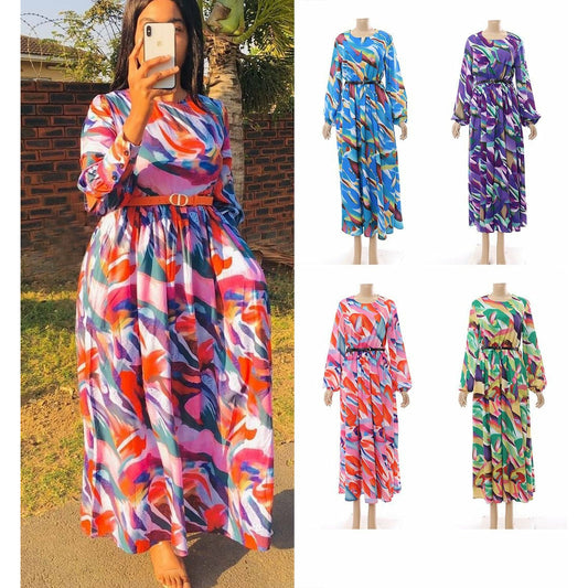 Floral Print Long Sleeve Maxi Dress