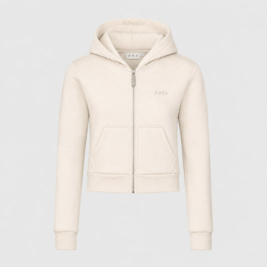 AMX Ivory Women’s Cropped Zip Hoodie